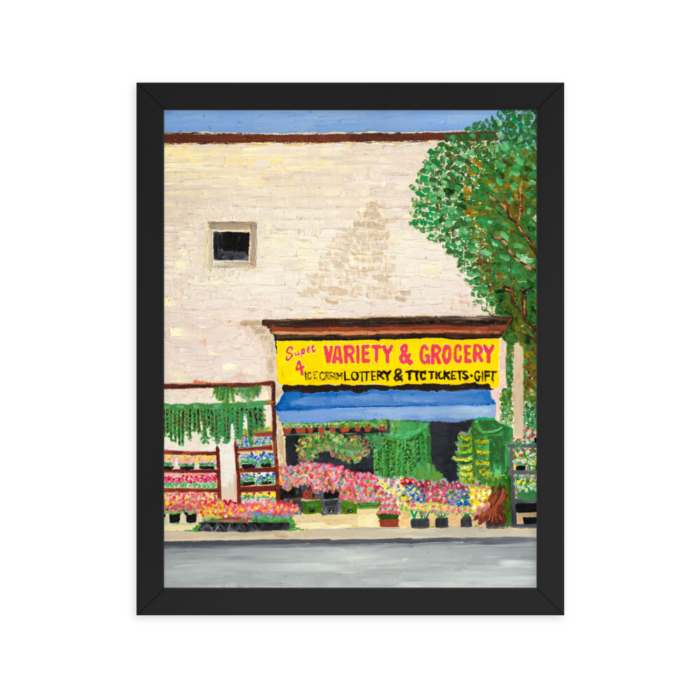 A framed print of a Variety Store in Toronto, 11 x 14, Black