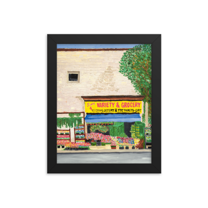A framed print of a Variety Store in Toronto, 8 x 10, Black