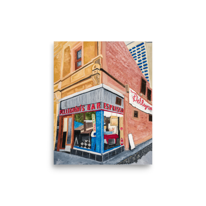 A print of Pellegrini's Espresso Bar in Melbourne, Australia 8 x 10,
